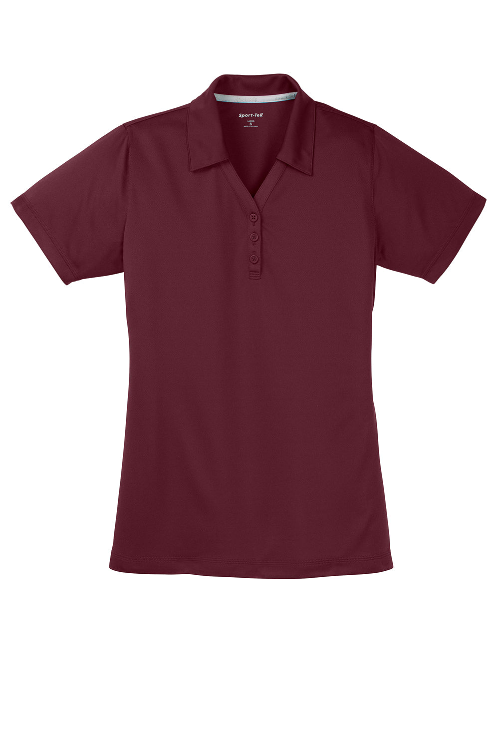 Sport-Tek LST680 Womens Micro-Mesh Moisture Wicking Short Sleeve Polo Shirt Maroon Flat Front