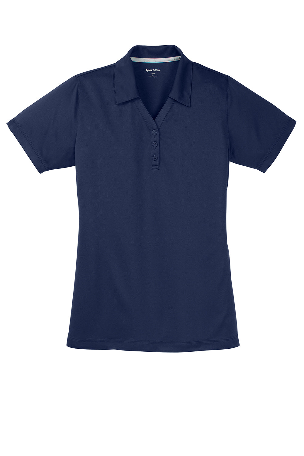 Sport-Tek LST680 Womens Micro-Mesh Moisture Wicking Short Sleeve Polo Shirt True Navy Blue Flat Front