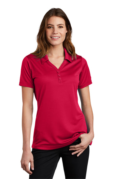 Sport-Tek LST680 Womens Micro-Mesh Moisture Wicking Short Sleeve Polo Shirt True Red Model Front