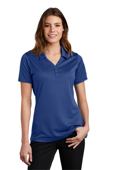 Sport-Tek LST680 Womens Micro-Mesh Moisture Wicking Short Sleeve Polo Shirt True Royal Blue Model Front