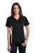 Sport-Tek LST685 Womens Micro-Mesh Moisture Wicking Short Sleeve Polo Shirt Black/White Model Front