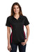 Sport-Tek LST685 Womens Micro-Mesh Moisture Wicking Short Sleeve Polo Shirt Black/Red Model Front