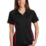 Sport-Tek Womens Micro-Mesh Moisture Wicking Short Sleeve Polo Shirt - Black/Red