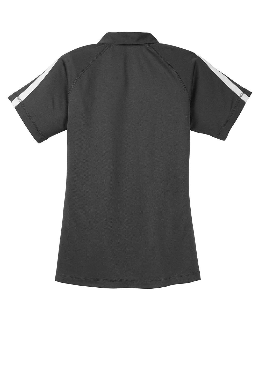 Sport-Tek LST685 Womens Micro-Mesh Moisture Wicking Short Sleeve Polo Shirt Iron Grey/White Flat Back