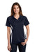 Sport-Tek LST685 Womens Micro-Mesh Moisture Wicking Short Sleeve Polo Shirt True Navy Blue/White Model Front