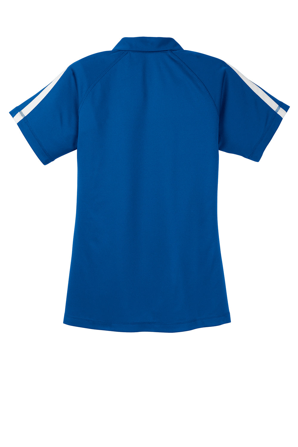 Sport-Tek LST685 Womens Micro-Mesh Moisture Wicking Short Sleeve Polo Shirt True Royal Blue/White Flat Back