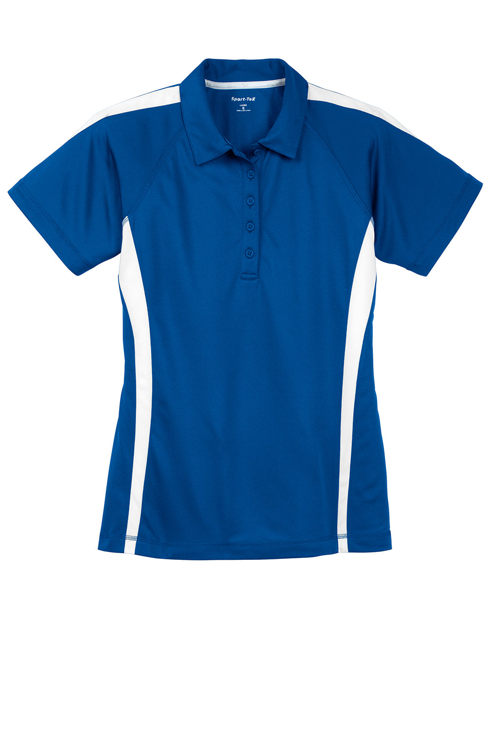 Sport-Tek LST685 Womens Micro-Mesh Moisture Wicking Short Sleeve Polo Shirt True Royal Blue/White Flat Front