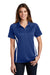 Sport-Tek LST685 Womens Micro-Mesh Moisture Wicking Short Sleeve Polo Shirt True Royal Blue/White Model Front