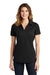 Sport-Tek LST690 Womens Active Mesh Moisture Wicking Short Sleeve Polo Shirt Black Model Front