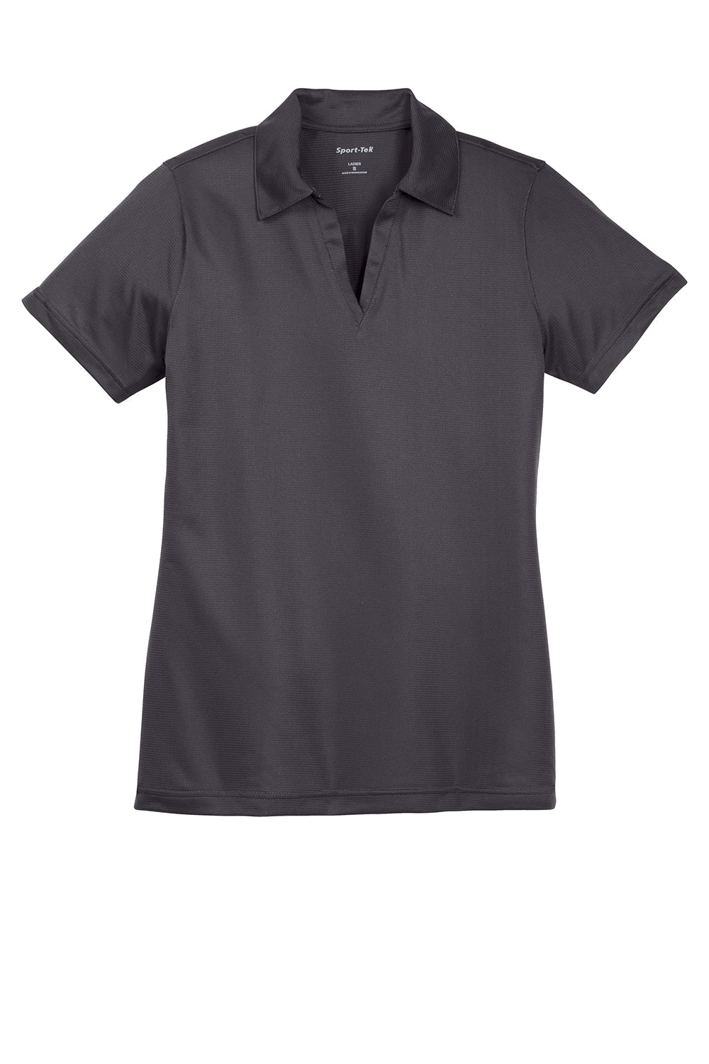 Sport-Tek LST690 Womens Active Mesh Moisture Wicking Short Sleeve Polo Shirt Iron Grey Flat Front