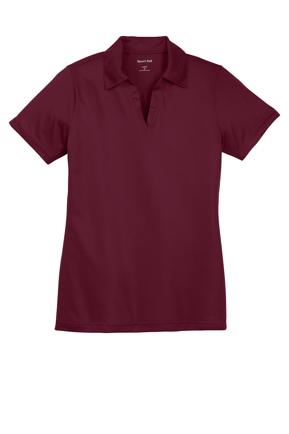 Sport-Tek LST690 Womens Active Mesh Moisture Wicking Short Sleeve Polo Shirt Maroon Flat Front