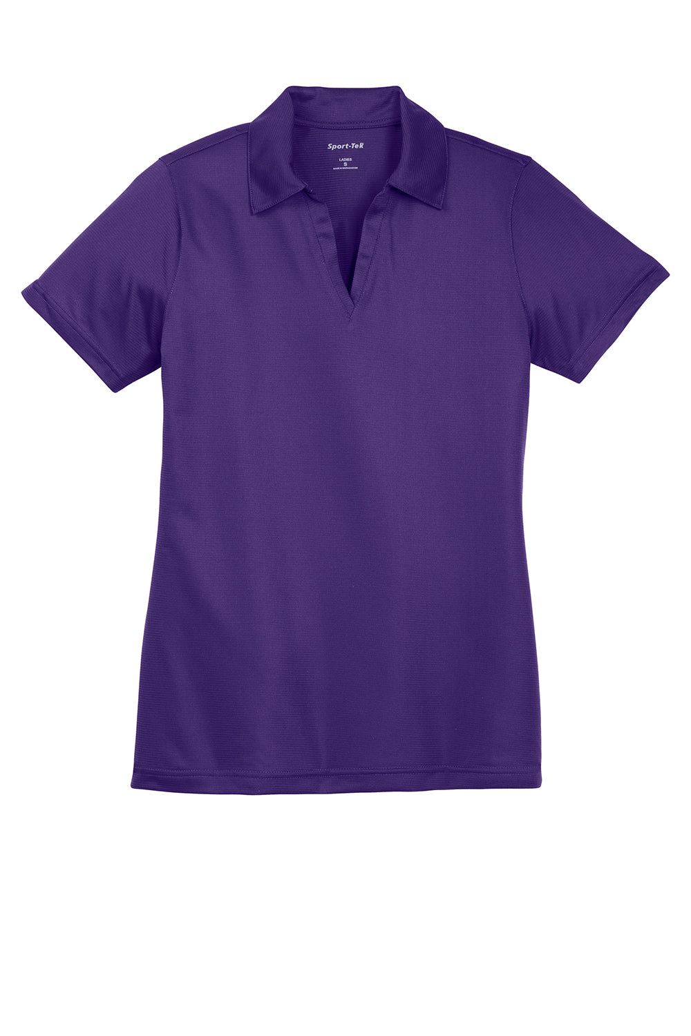 Sport-Tek LST690 Womens Active Mesh Moisture Wicking Short Sleeve Polo Shirt Purple Flat Front