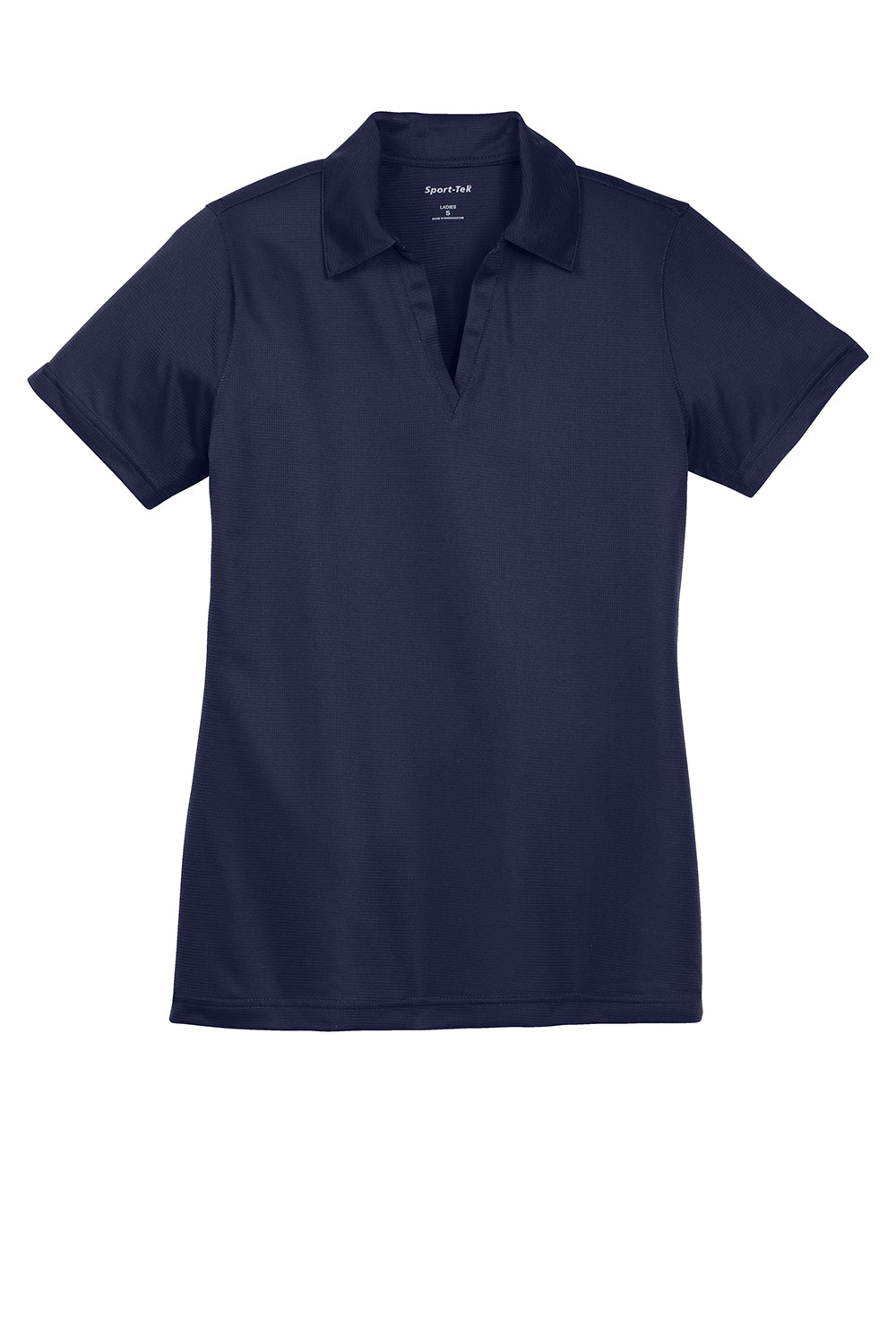 Sport-Tek LST690 Womens Active Mesh Moisture Wicking Short Sleeve Polo Shirt True Navy Blue Flat Front