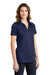 Sport-Tek LST690 Womens Active Mesh Moisture Wicking Short Sleeve Polo Shirt True Navy Blue Model 3q