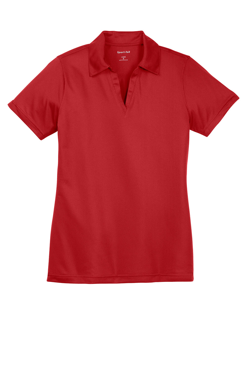 Sport-Tek LST690 Womens Active Mesh Moisture Wicking Short Sleeve Polo Shirt True Red Flat Front