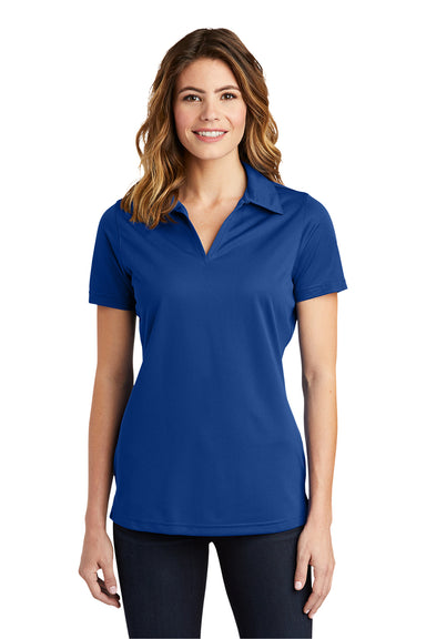 Sport-Tek LST690 Womens Active Mesh Moisture Wicking Short Sleeve Polo Shirt True Royal Blue Model Front