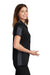 Sport-Tek LST695 Womens Active Mesh Moisture Wicking Short Sleeve Polo Shirt Black/Grey Model Side