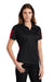 Sport-Tek LST695 Womens Active Mesh Moisture Wicking Short Sleeve Polo Shirt Black/True Red Model 3q