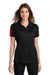 Sport-Tek LST695 Womens Active Mesh Moisture Wicking Short Sleeve Polo Shirt Black/True Red Model Front