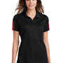 Sport-Tek Womens Active Mesh Moisture Wicking Short Sleeve Polo Shirt - Black/True Red