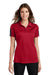 Sport-Tek LST695 Womens Active Mesh Moisture Wicking Short Sleeve Polo Shirt True Red/Grey Model Front