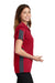 Sport-Tek LST695 Womens Active Mesh Moisture Wicking Short Sleeve Polo Shirt True Red/Grey Model Side