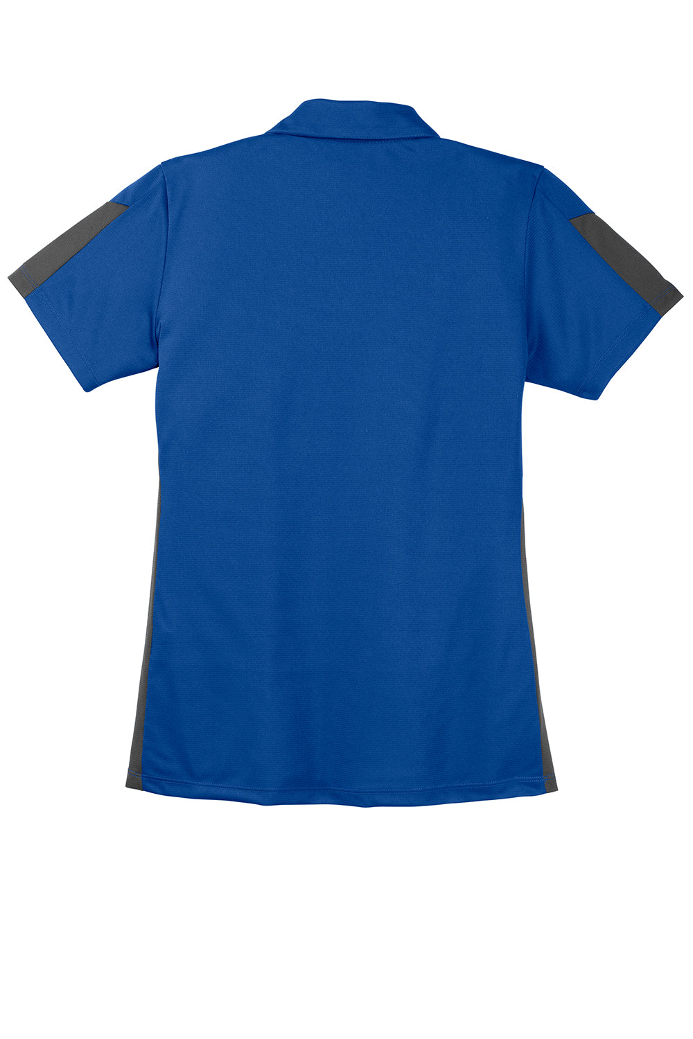 Sport-Tek LST695 Womens Active Mesh Moisture Wicking Short Sleeve Polo Shirt True Royal Blue/Grey Flat Back