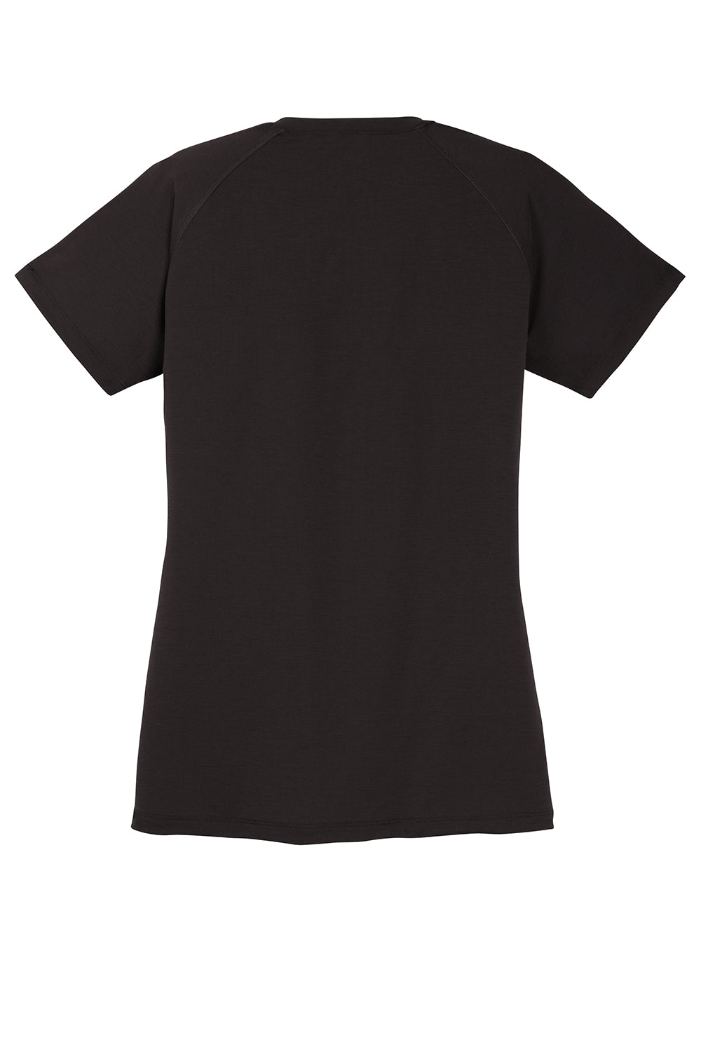 Sport-Tek LST700 Womens Ultimate Performance Moisture Wicking Short Sleeve V-Neck T-Shirt Black Flat Back