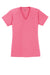 Sport-Tek LST700 Womens Ultimate Performance Moisture Wicking Short Sleeve V-Neck T-Shirt Bright Pink Flat Front