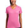 Sport-Tek Womens Ultimate Performance Moisture Wicking Short Sleeve V-Neck T-Shirt - Bright Pink