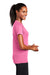 Sport-Tek LST700 Womens Ultimate Performance Moisture Wicking Short Sleeve V-Neck T-Shirt Bright Pink Model Side