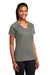 Sport-Tek LST700 Womens Ultimate Performance Moisture Wicking Short Sleeve V-Neck T-Shirt Heather Grey Model 3q