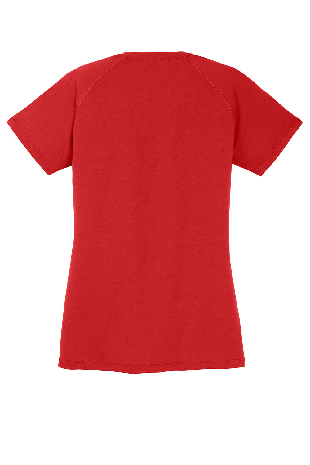 Sport-Tek LST700 Womens Ultimate Performance Moisture Wicking Short Sleeve V-Neck T-Shirt True Red Flat Back