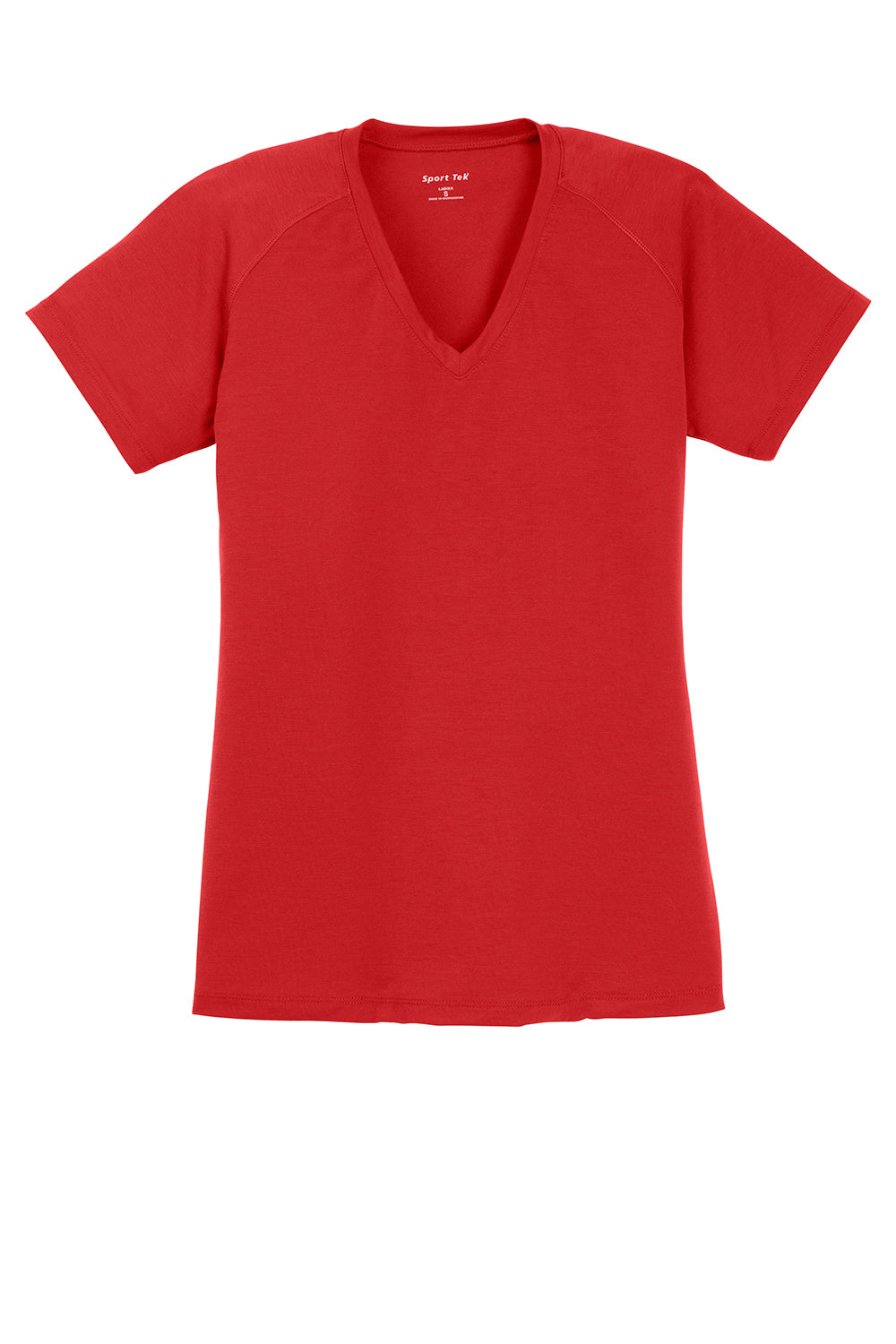 Sport-Tek LST700 Womens Ultimate Performance Moisture Wicking Short Sleeve V-Neck T-Shirt True Red Flat Front