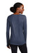 Sport-Tek LST710 Womens Exchange 1.5 Long Sleeve Crewneck T-Shirt Heather Dark Denim Blue Model Back