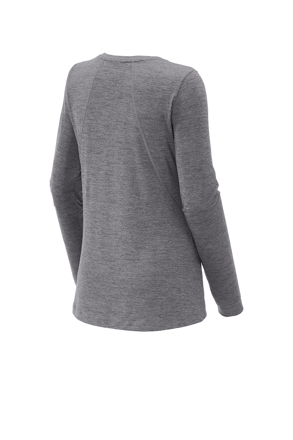 Sport-Tek LST710 Womens Exchange 1.5 Long Sleeve Crewneck T-Shirt Heather Grey Flat Back