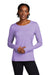 Sport-Tek LST710 Womens Exchange 1.5 Long Sleeve Crewneck T-Shirt Heather Hyacinth Purple Model Front