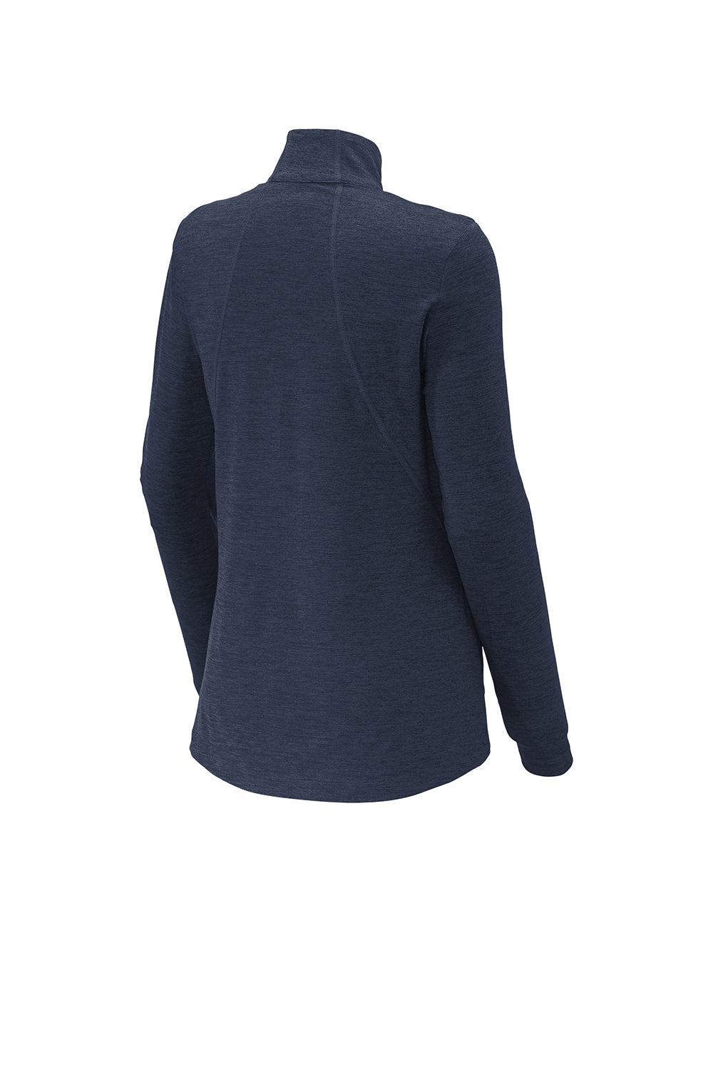 Sport-Tek LST711 Womens Exchange 1.5 Long Sleeve 1/4 Zip T-Shirt Heather Dark Denim Blue Flat Back