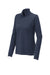 Sport-Tek LST711 Womens Exchange 1.5 Long Sleeve 1/4 Zip T-Shirt Heather Dark Denim Blue Flat Front