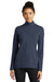 Sport-Tek LST711 Womens Exchange 1.5 Long Sleeve 1/4 Zip T-Shirt Heather Dark Denim Blue Model Front