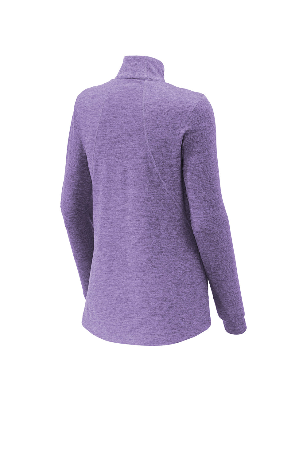 Sport-Tek LST711 Womens Exchange 1.5 Long Sleeve 1/4 Zip T-Shirt Heather Hyacinth Purple Flat Back