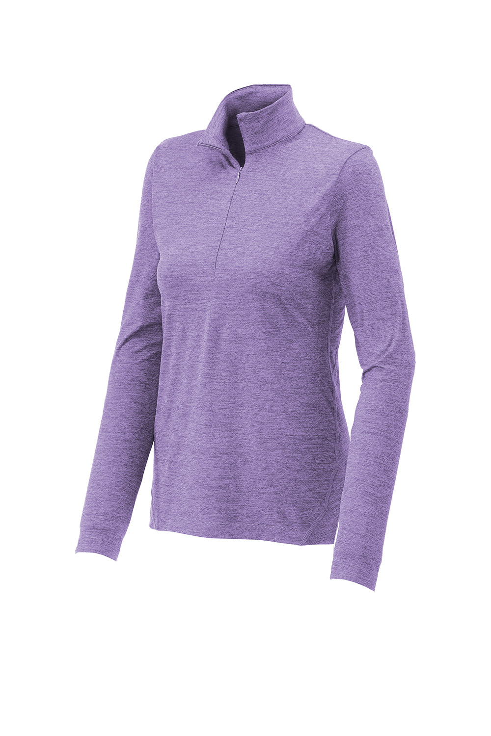 Sport-Tek LST711 Womens Exchange 1.5 Long Sleeve 1/4 Zip T-Shirt Heather Hyacinth Purple Flat Front