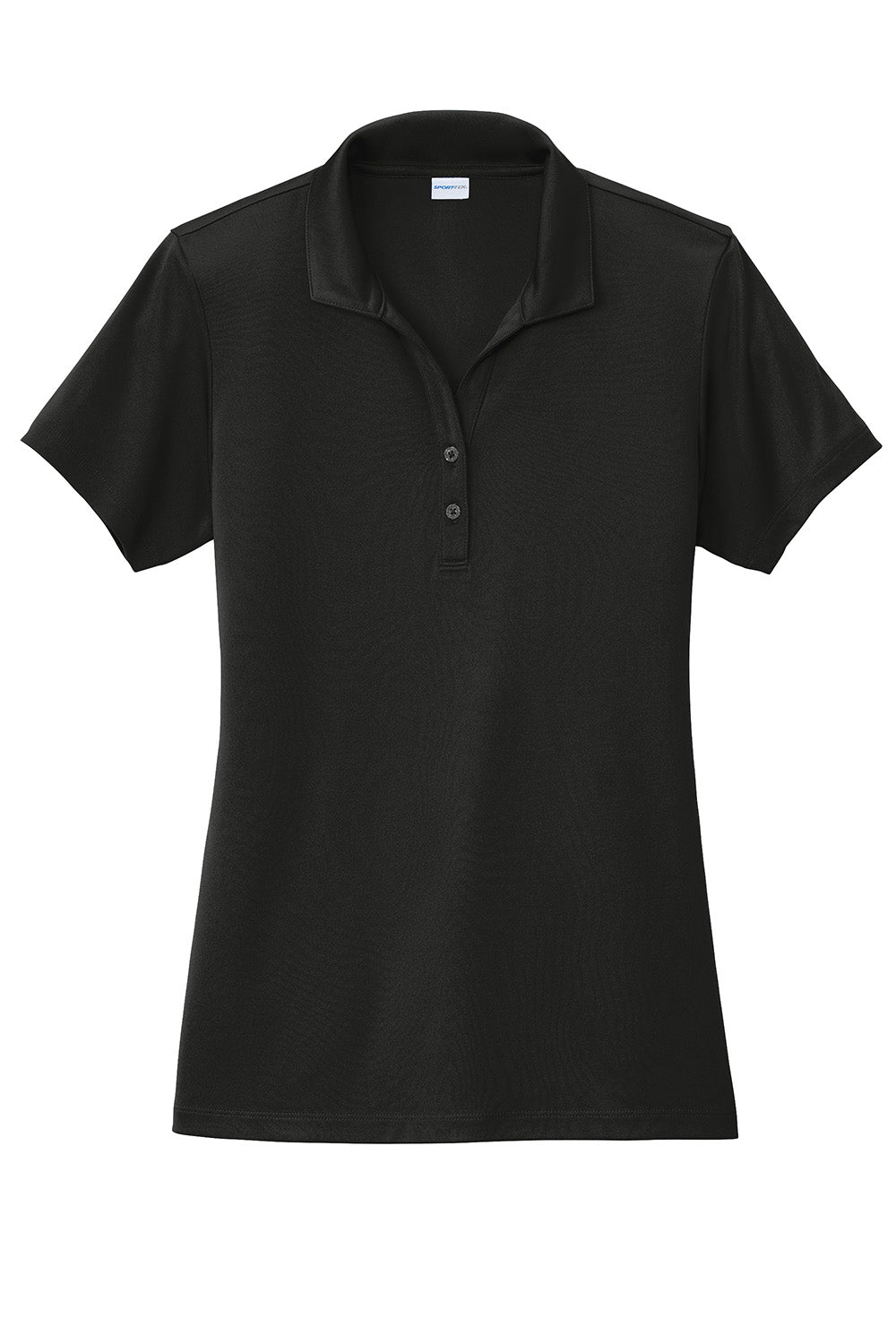 Sport-Tek LST725 Womens PosiCharge Re-Compete Short Sleeve Polo Shirt Black Flat Front