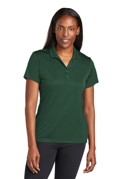 Sport-Tek LST725 Womens PosiCharge Re-Compete Short Sleeve Polo Shirt Forest Green Model Front