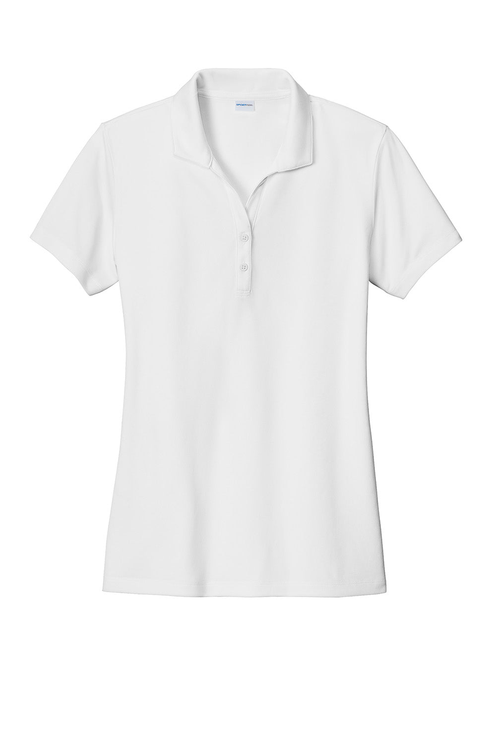 Sport-Tek LST725 Womens PosiCharge Re-Compete Short Sleeve Polo Shirt White Flat Front