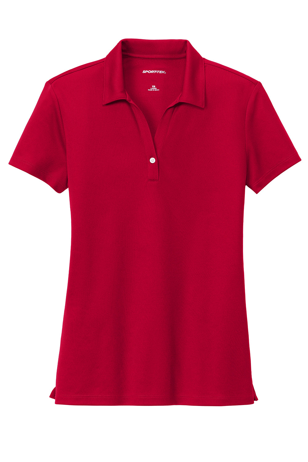 Sport-Tek LST740 Womens Moisture Wicking Micropique Short Sleeve Polo Shirt Deep Red Flat Front