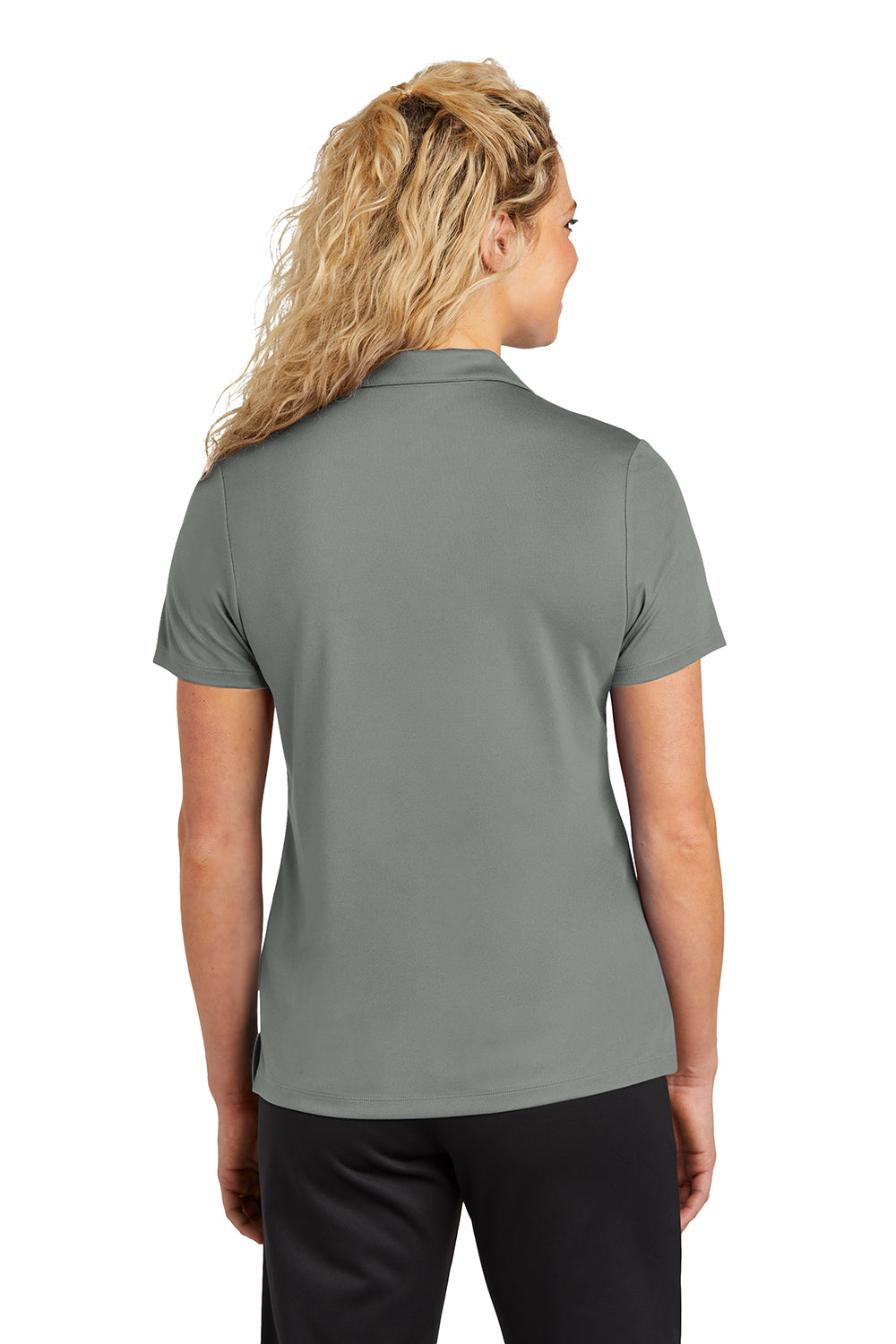 Sport-Tek LST740 Womens Moisture Wicking Micropique Short Sleeve Polo Shirt Concrete Grey Model Back