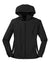 Sport-Tek LST76 Womens Water Resistant Full Zip Hooded Jacket Black/White Flat Front