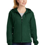 Sport-Tek Womens Water Resistant Full Zip Hooded Jacket - Forest Green/White