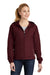 Sport-Tek LST76 Womens Water Resistant Full Zip Hooded Jacket Maroon/White Model Front